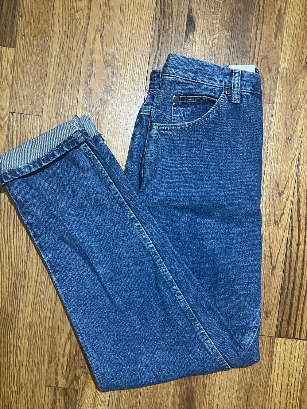 VTG Riders High Rise Mom Jeans Womens Size 8 Blue Dark Wash Relaxed Fit 5-Pocket